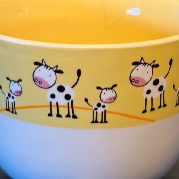 Set of 2 COW and SHEEP Oversized Wide-Mouth Ceramic Mugs / Bowls ~ Farm Animals - Picture 6 of 13